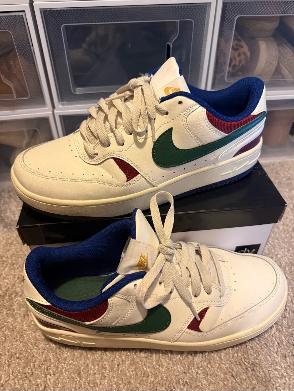 Nike Gamma Force Sneakers with Green, Red & Blue Details Size 9.5